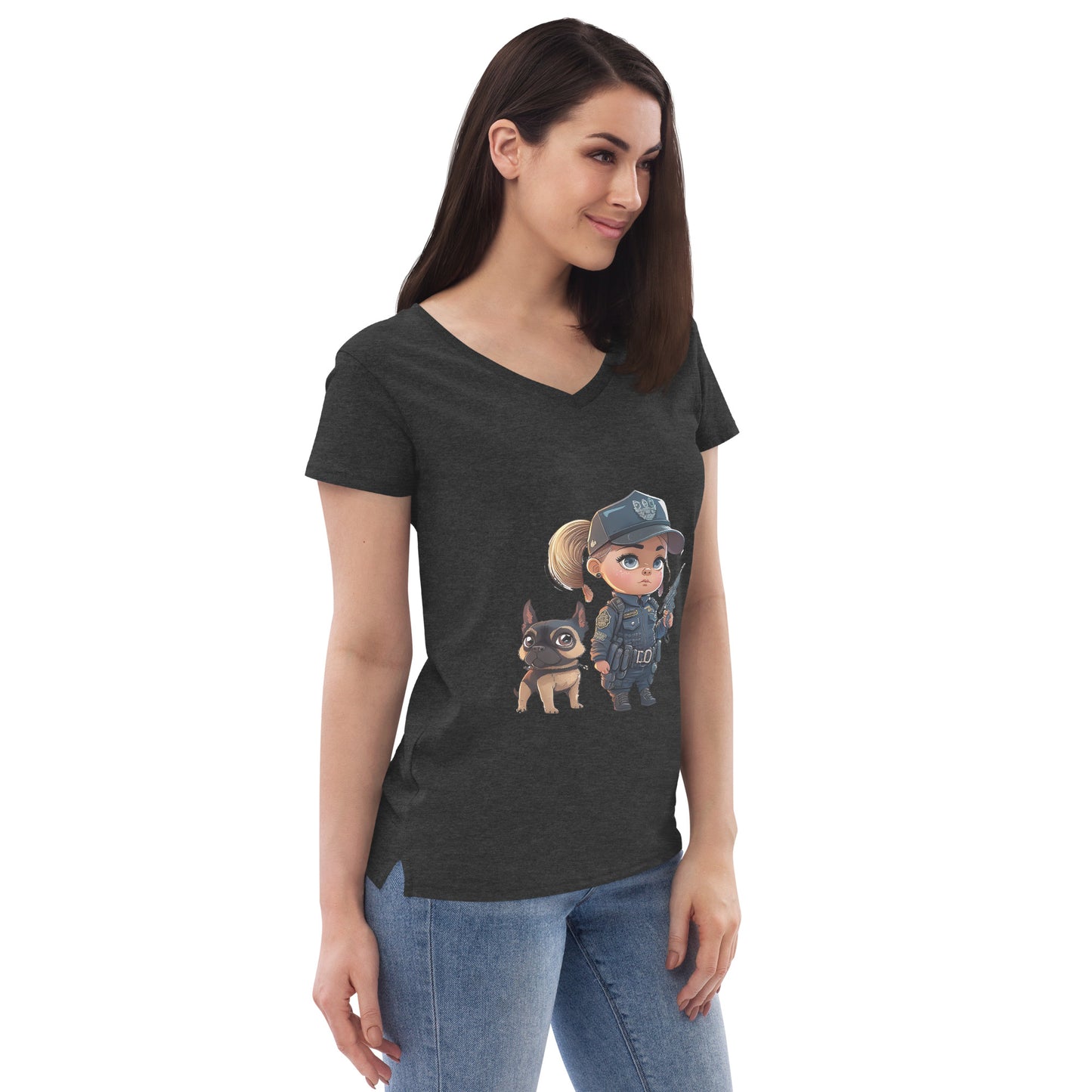 Mini Justice & Barkley Women’s recycled v-neck t-shirt
